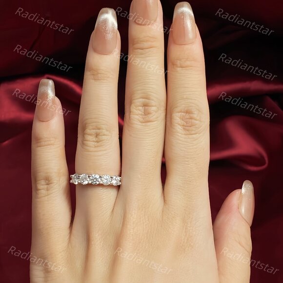 NEW Certified 1.5 ct. t.w. 4mm Moissanite 5 Stone Half Eternity Band Ring - Picture 8 of 8